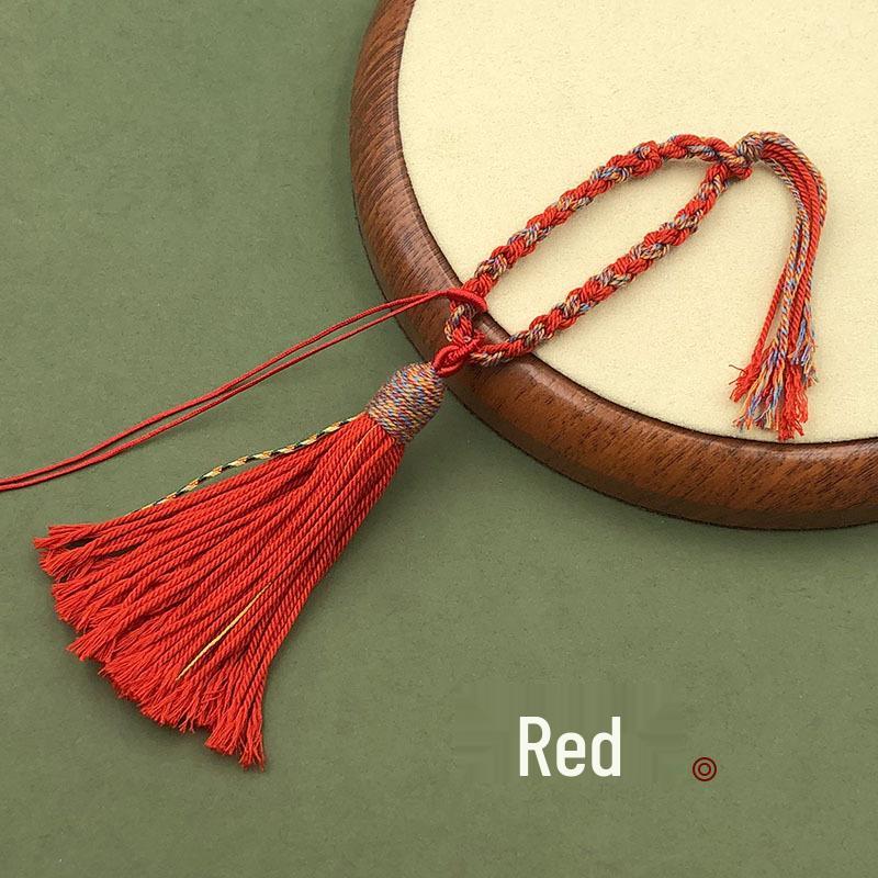 Tibetan Handwoven Cotton Tassel Keychain & Car Pendant with Four-Strand Braid