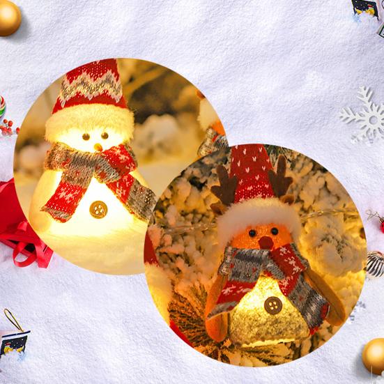 Christmas Gnome Hanging Ornaments with Lights Handmade Snowman Gnome Figurine Hanging Home Decorations for Shelf Table Fireplace Christmas Tree