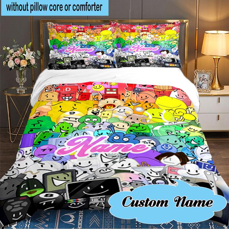 Custom Name 3PCS Cartoon Dream Island Bedding Set Including 1pc Duvet Cover And 2pcs Pillowcases for Bedroom, Dormitory Gift Home Decor
