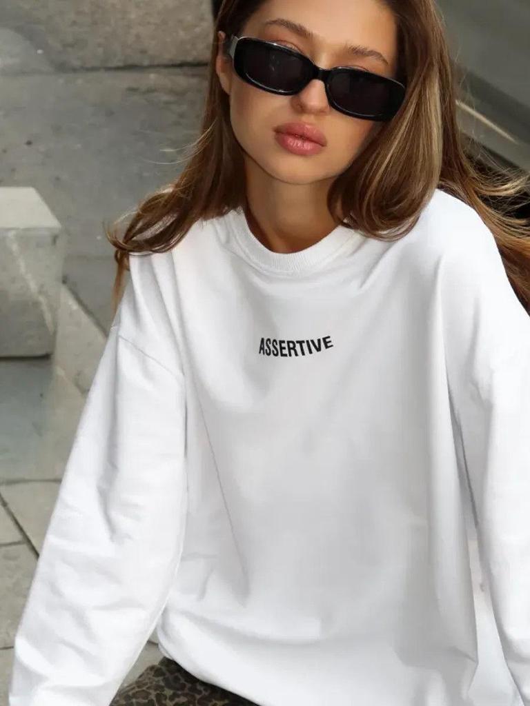 Women's Long-Sleeve T-Shirt: 100% Pure Cotton, Trendy American & European Design, Versatile Niche Print