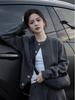 High-Quality Gray Pure Wool Women's Short Loose Knit Baseball Jacket Sweater for Autumn/Winter