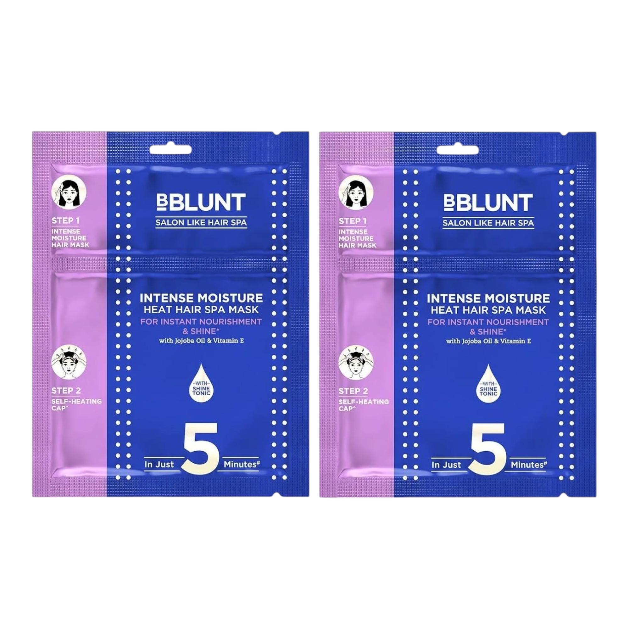 BBLUNT Intense Moisture Heat Hair Spa Mask with Jojoba Oil & Vitamin E 70 g Pack of 2