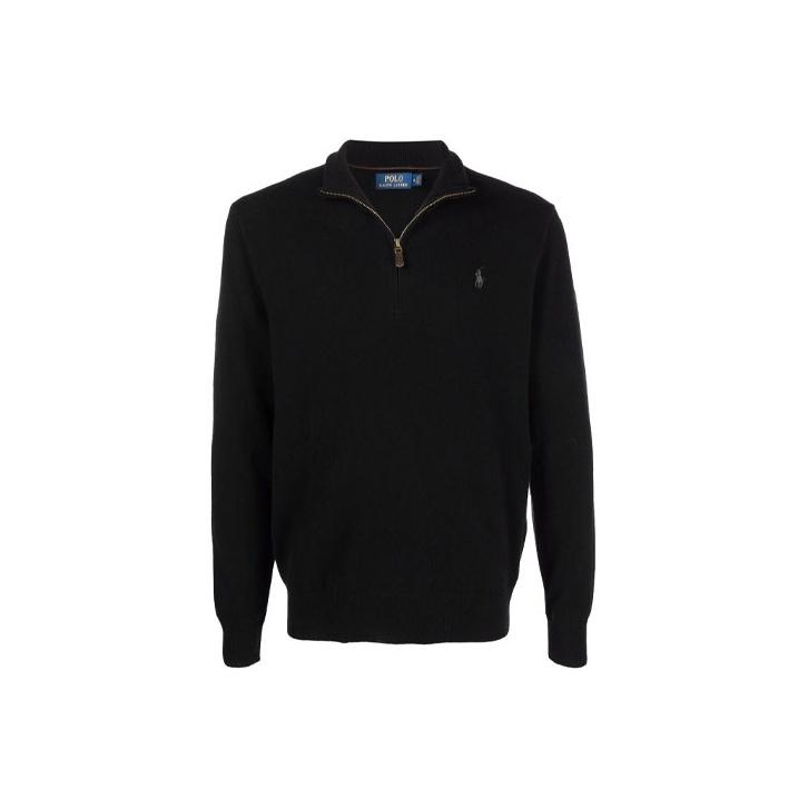 

Polo Ralph Lauren FW21 Logo Embroidered Half-Zip Sweater Men sweater Black 710723053-010 XXL