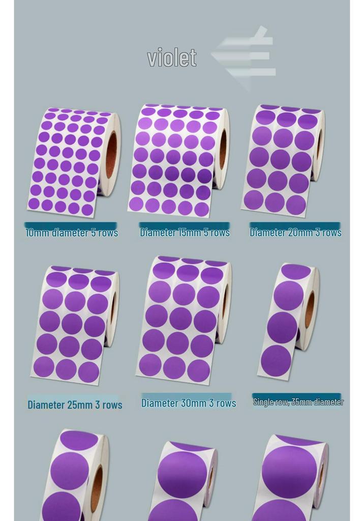 Multicolored Round Coated Paper Adhesive Labels for Monthly & Quarterly Marking - Red, Yellow, Blue, Green, Purple, Orange, White