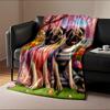 Cute Pugs in Dresses Under Cherry Blossoms Flannel blanket for bedroom, living room, sofa, and nap sofas.