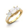 2.11 Cts Square Cut Halo Three Stone Pearl Gemstone 925 Sterling Silver Gold Vermeil Women Ring
