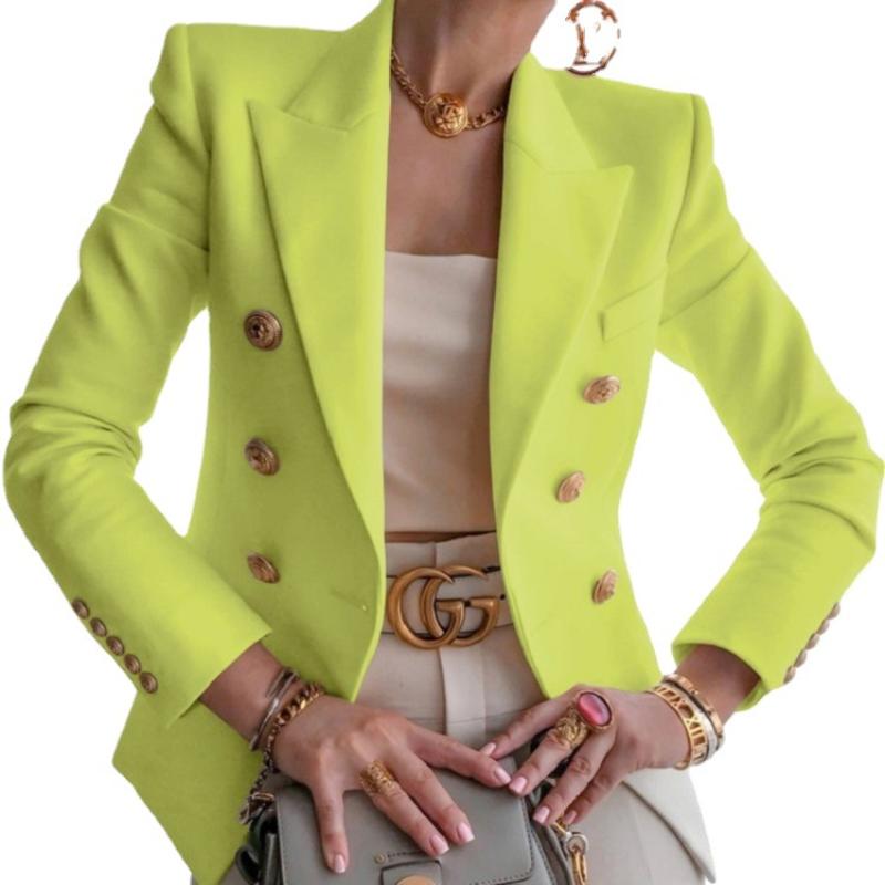 Women's Solid Color Short Blazer, Notched Lapel Casual Office Jacket with Single-Breasted Design, Versatile Commute Wear for Business Casual