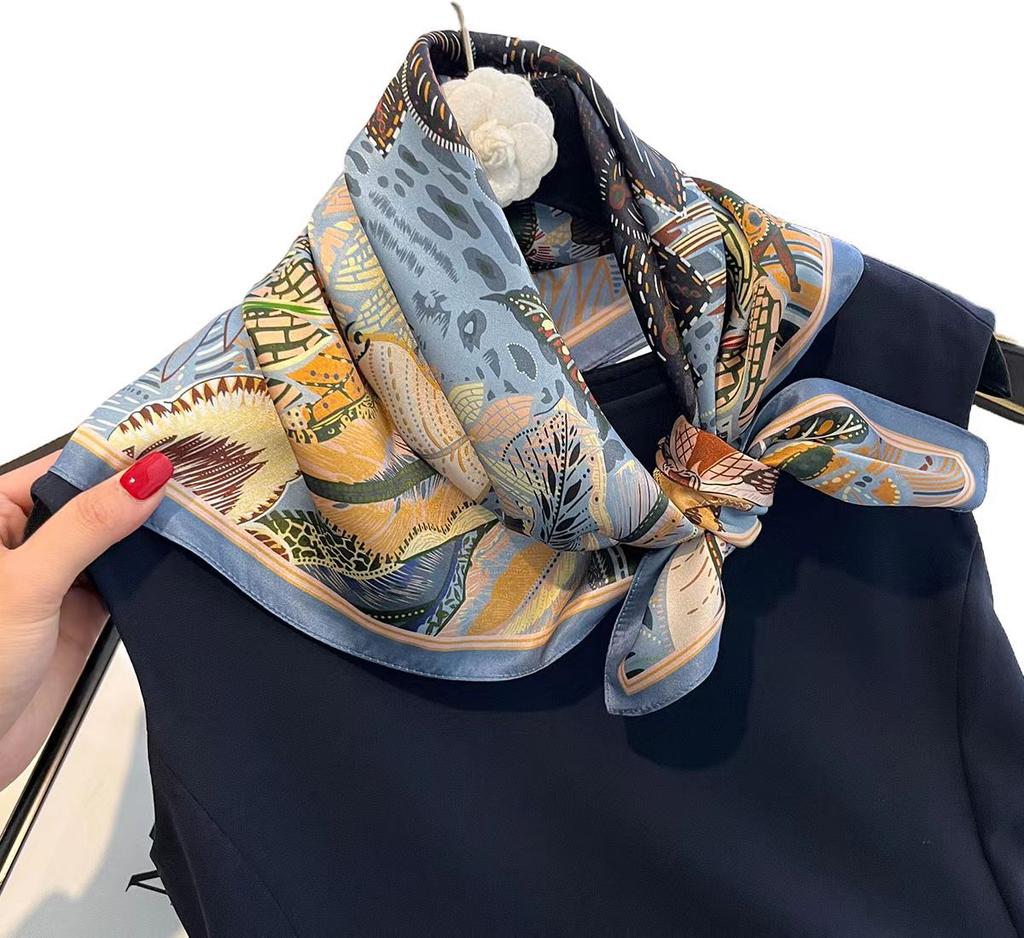 100% Pure Silk Scarf Women Hairband Foulard Square Female Headkerchief Mulberry Luxury Print Shawl Wraps Hijab Bandana Scarves