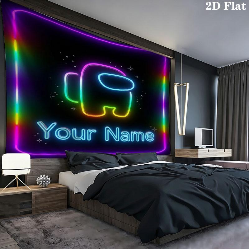 Among Us Custom Name Wall Tapestry Aesthetic Wall Hanging Printed Fabric Blanket Decorative Tapestries for Bedroom Living Room Home Decor