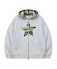Waikei Big Star Applique Zip-Up Hoodie Melange White