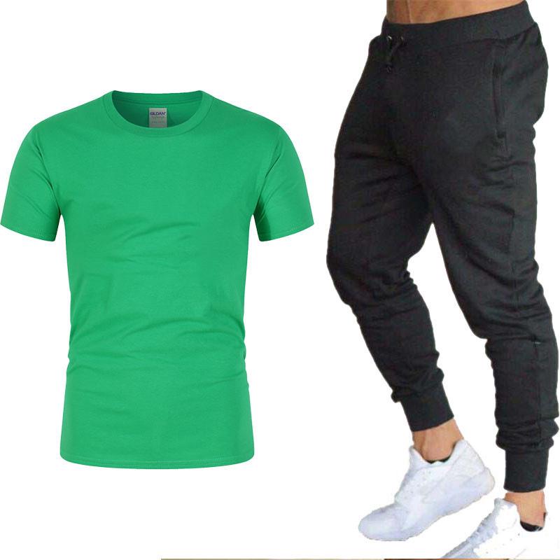 Men's Short Sleeve T-Shirt & Long Pants Two-Piece Set - Spring Collection