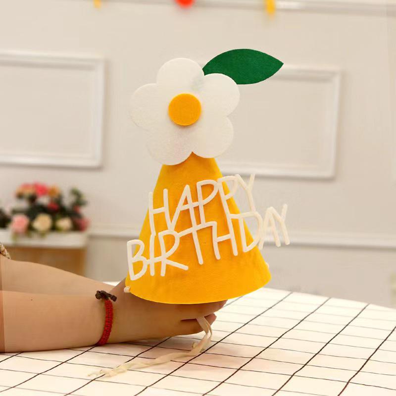 Sunflower Smiley Face Felt Birthday Hat for Children