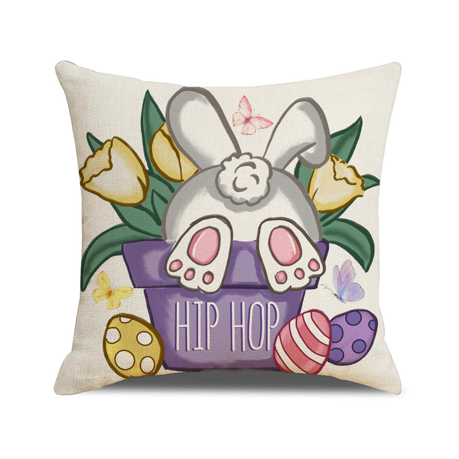 

New Easter Pillowcase Cartoon Cute Set Combination Rabbit Print Car Cushion Sofa Pillow 45 * 45 (excluding pillow core)