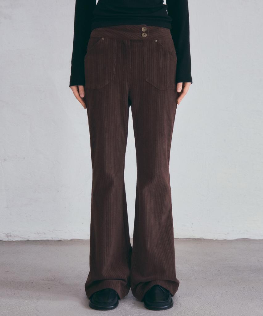 Aueonoseuteljia Dusty Corduroy Slim Bootcut Pants_Brown(O25-Pt14)