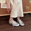 Bow with skirt height-increasing small leather shoes French versatile thick heel shallow mouth Mary Jane single shoes 2025 summer new