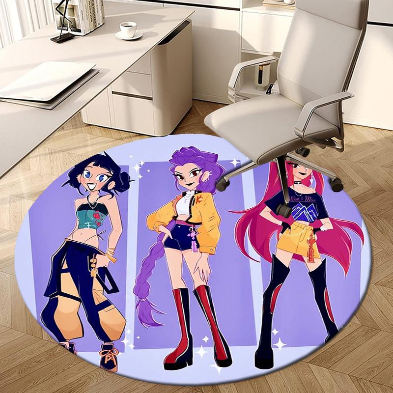 1pc Colorful Fashion Characters Round carpet, Made of Polyester,Perfect for Decorating Office Chairs, Living Rooms,Vibrant Decorative Rug