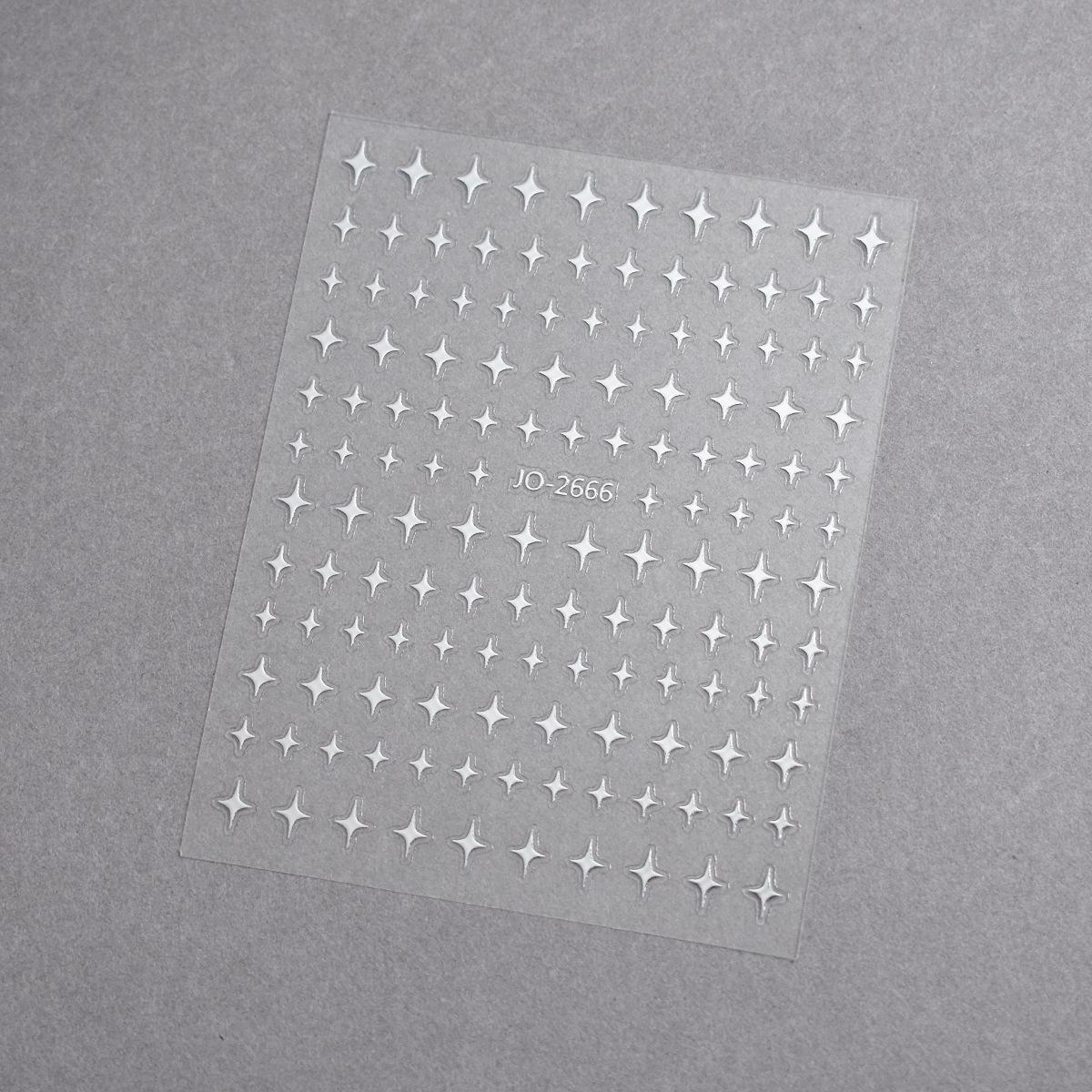 Japanese Style Starburst Nail Stickers: Cute Gold, Silver, Black, and White Star Decals for Manicures