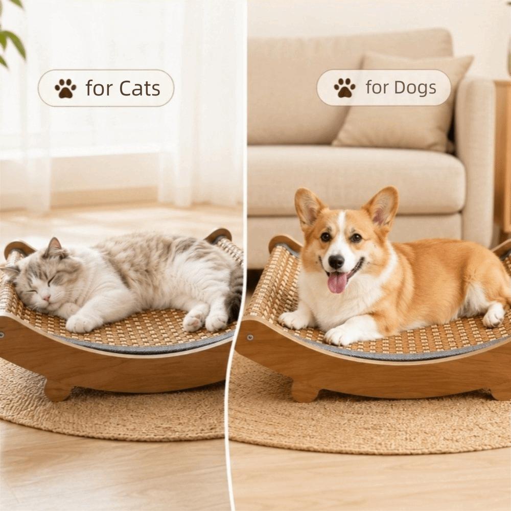 Arc Shaped Cat Rocking Chair Wear-Resistant Removable Pet Lounge Chair Cooling Breathable Cat Scratching Pads Sleeping