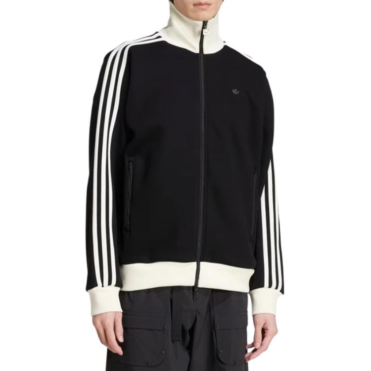 Adidas Originals FW24 Striped Retro Sports Stand Collar Long Sleeve Jacket Unisex Jacket Black JC6353