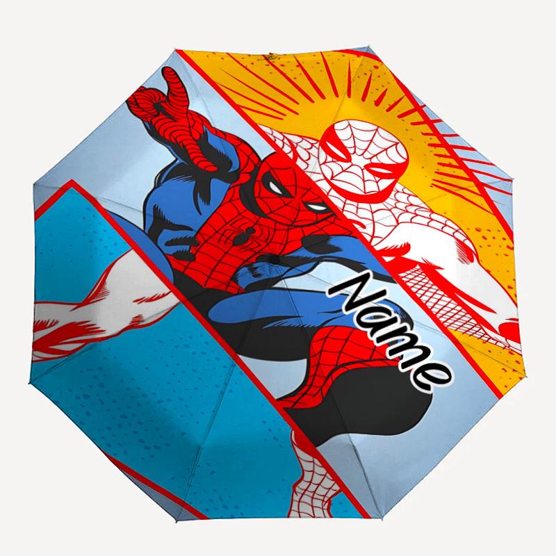 

1pc Spider-Man Custom Name Automatic Folding Umbrella - Compact 8-Rib Design, Durable Plastic & Iron, Daily Use 030