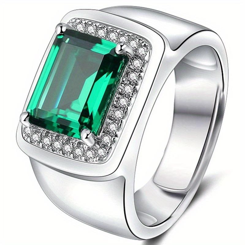 

Мужское классическое квадратное кольцо, дизайн обручального кольца ювелирного качества, аксессуар двойного назначения для бизнеса и досуга. resizable зелёный