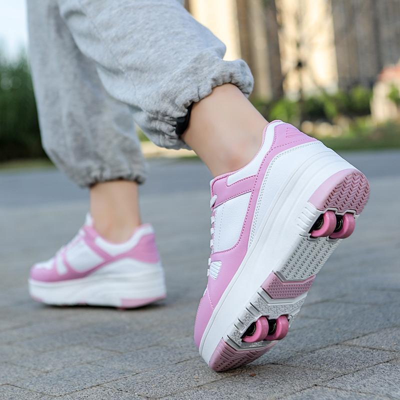 Roller Skate Sneakers Kids Four-wheel Disassembly Flat Shoes Runaway Shoes / Wheel Skate  Shoes with Wheels
