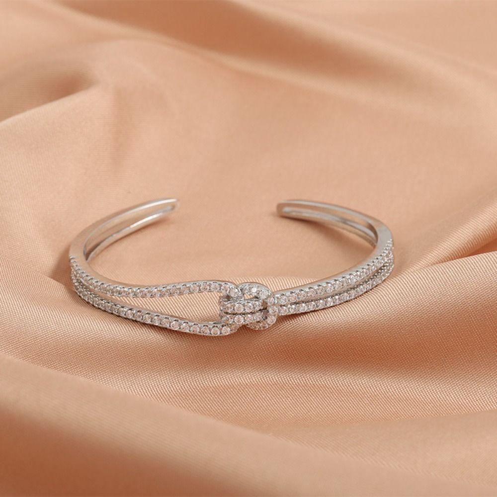 Double Layer Cuff Bangles Light Luxury Exaggerated Bracelet Vintage Rhinestone Bracelet Gift