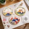 4 Pack Scenery DIY Stitches Kit with Embroidery Hoop Embroidery Stitches Practice Kit 30x30cm for Adult Beginners Gift for Women