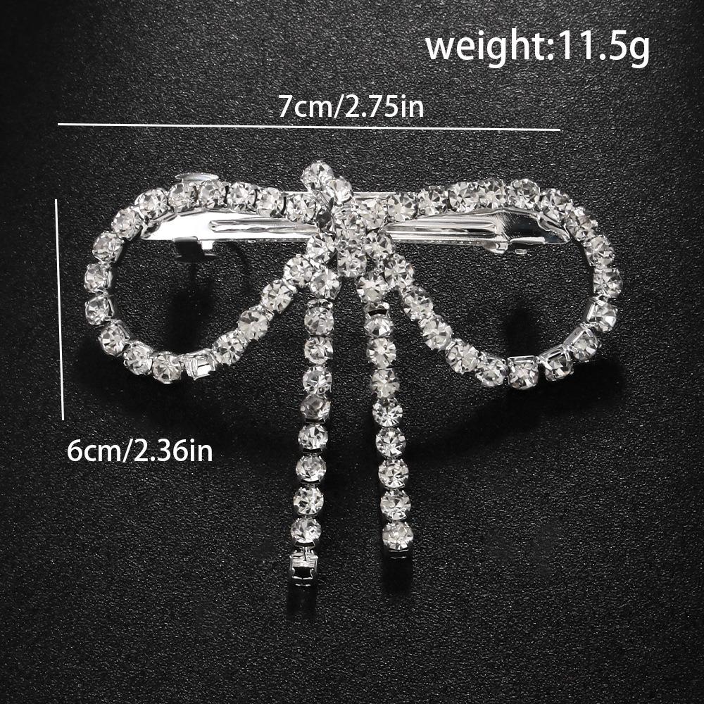 Vintage Ponytail Hair Clip Elegant Shiny Tassel Spring Clip Exquisite Jewelry Accessories Rhinestone Bow Hairpins Wedding