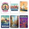Warsaw Cityscape Art Vintage Travel Metal Plaque Club Printed Classic Vintage Cinema Tin Sign Poster