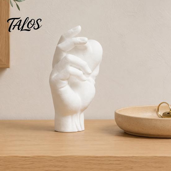 Decorazione Casa Bianco Nero Mano che Tiene Cuore Statuetta Stampata 3D, Scultura Minimalista Moderna per Scrivania, Centrotavola Romantico per