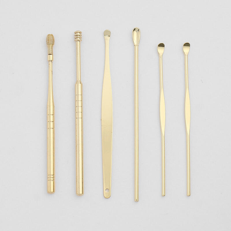 Earwax removal portable earpick 6-piece set, earwax removal earpick gold
