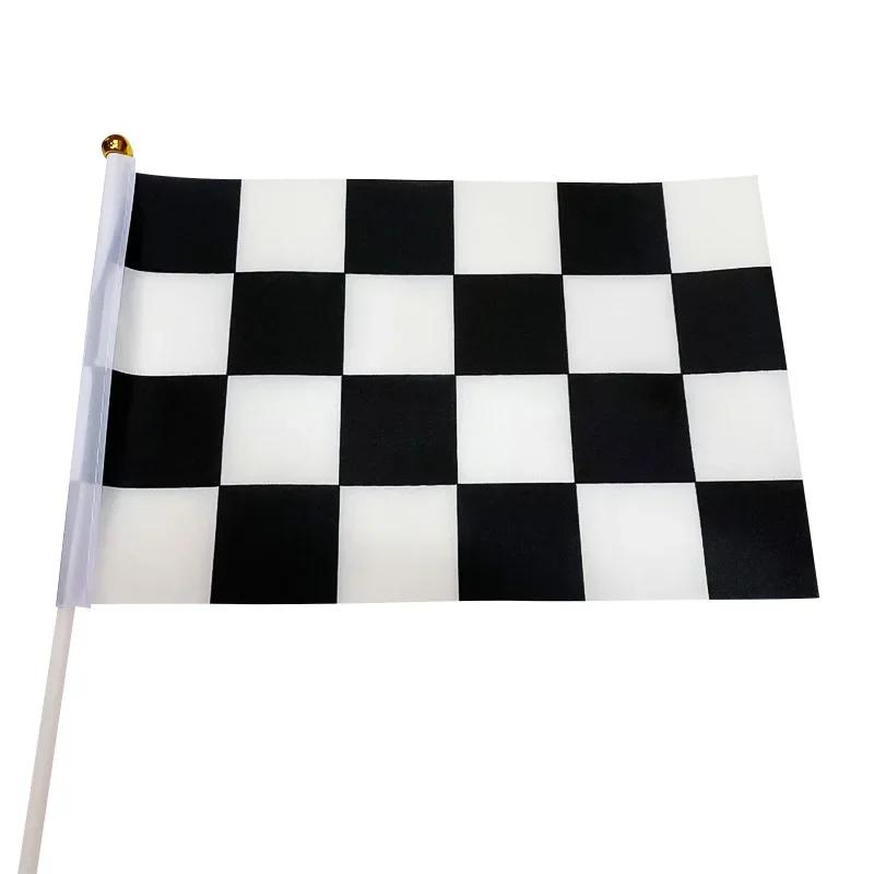 10 szt. 14*21 cm Wysokiej jakości Czarno-biała Kwadratowa Flaga Ręczna Flaga Kierowcy Wyścigowego Flagi Wyścigowe Flaga Samochodowa