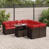 VidaXL Garden Lounge Set with Cushions 9pcs Brown Wicker Acacia, Outdoor Sofa Set, Garden Furniture, 3326135