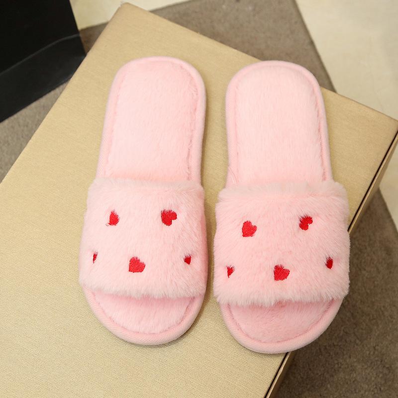 Women's Four Seasons Open-Toe Fluffy Slippers: Warm, Cute, Comfortable Home Shoes.