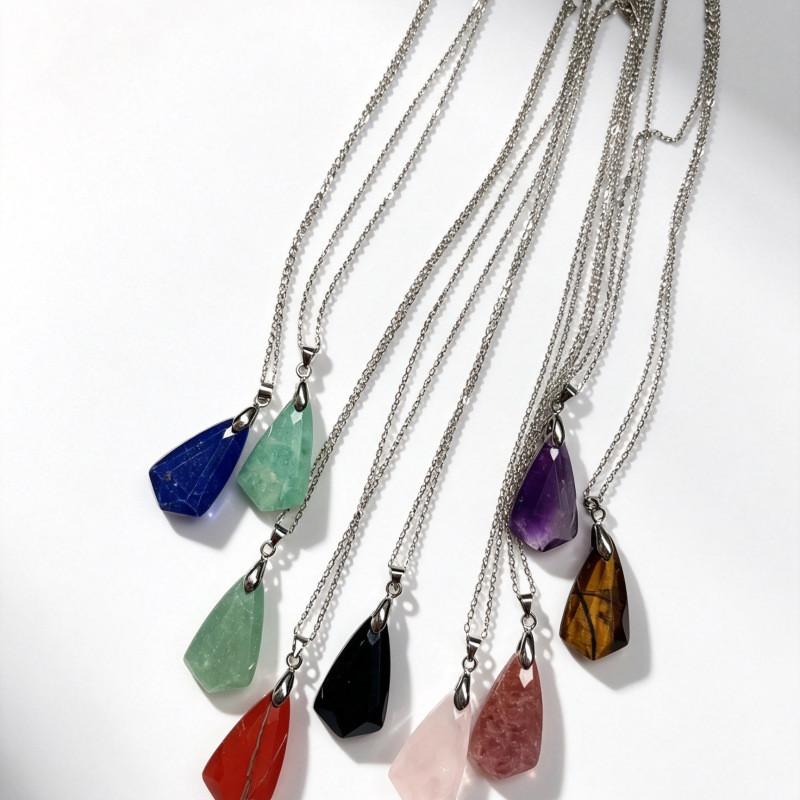 Geometric Natural Crystal Pendant Necklace With Polished Quartz For Bohemian Jewelry Lovers