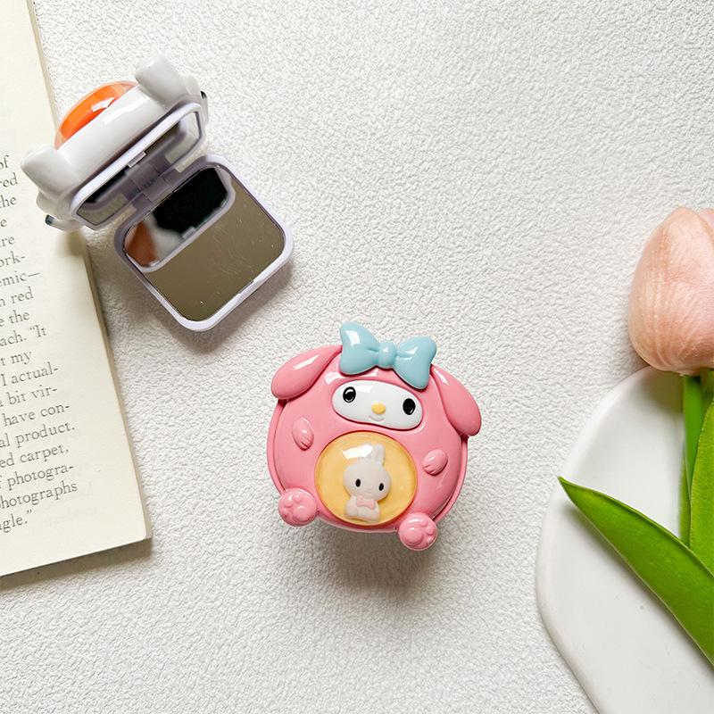 Cartoon Cute Mobile Phone Airbag Holder Puppy Flip Mirror Cat Makeup Mirror Portable Style Niche