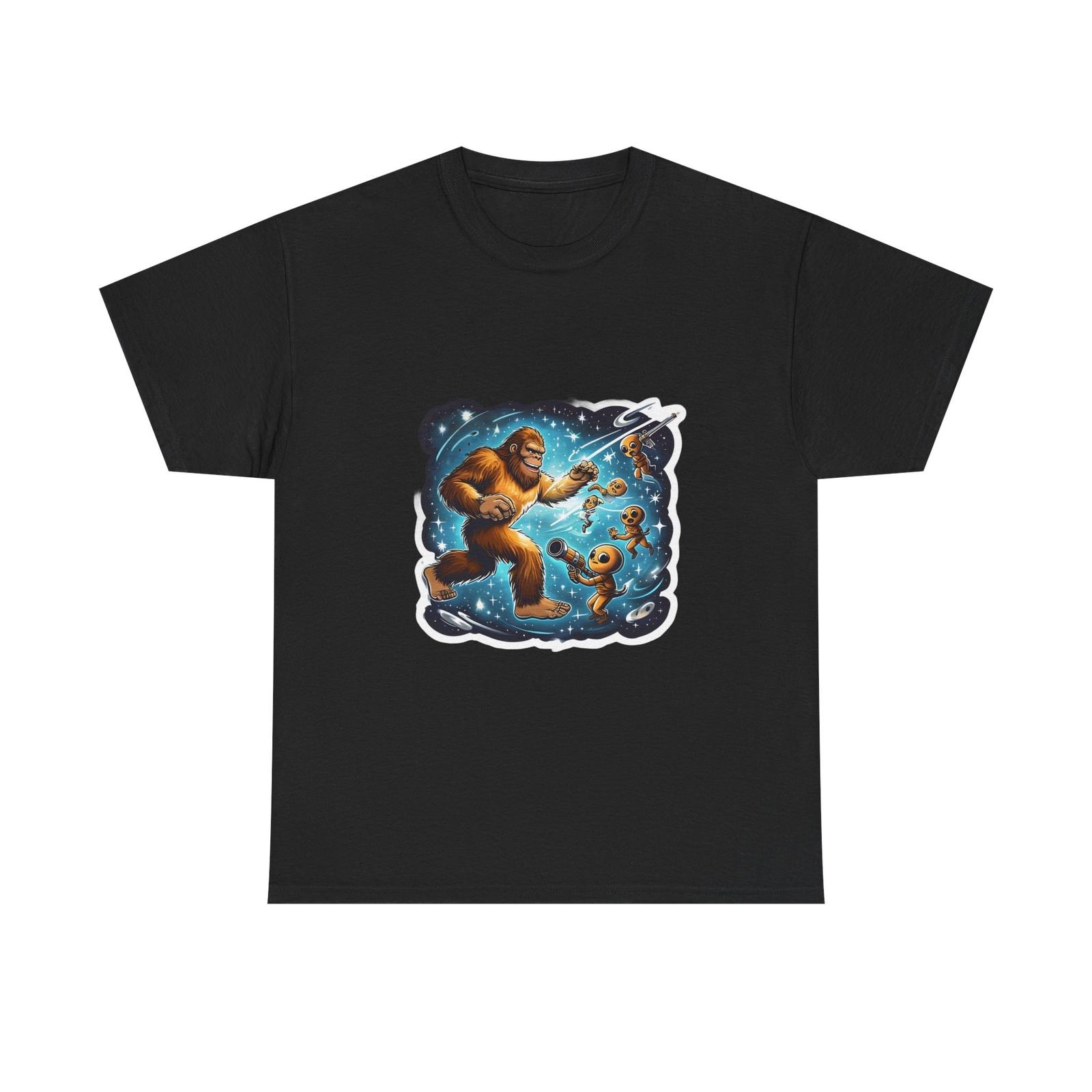 Bigfoot vs Martians T-Shirt Funny Sasquatch shirt Sasquatch Tee Alien Encounter XL