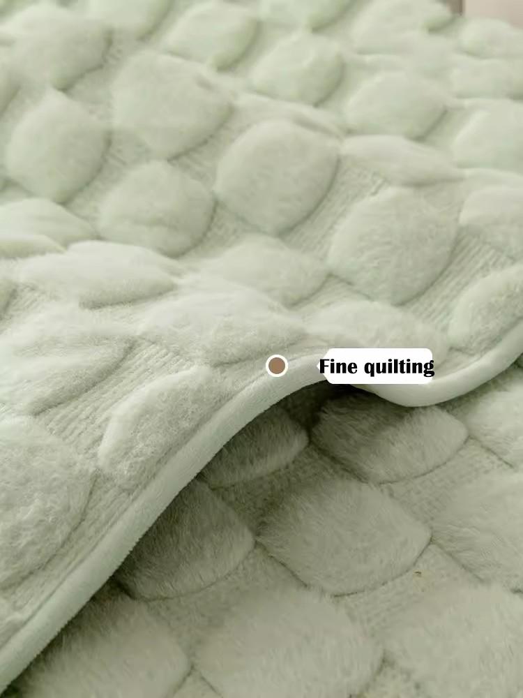 Warm Rabbit Plush Sofa Cushion Winter Thickening Plaid Velvet Cushion Non-Slip Living Room Sofa Cover Dustproof Decorative Towel