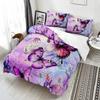 Purple Butterfly Three-Piece Digital Printing Kit 3D Duvet Set Bedding