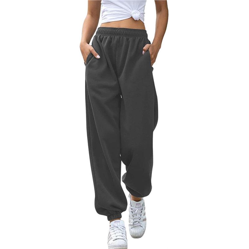 Women's High-Waisted Casual Sweatpants - Versatile Cuffed Pants for Home or Sports