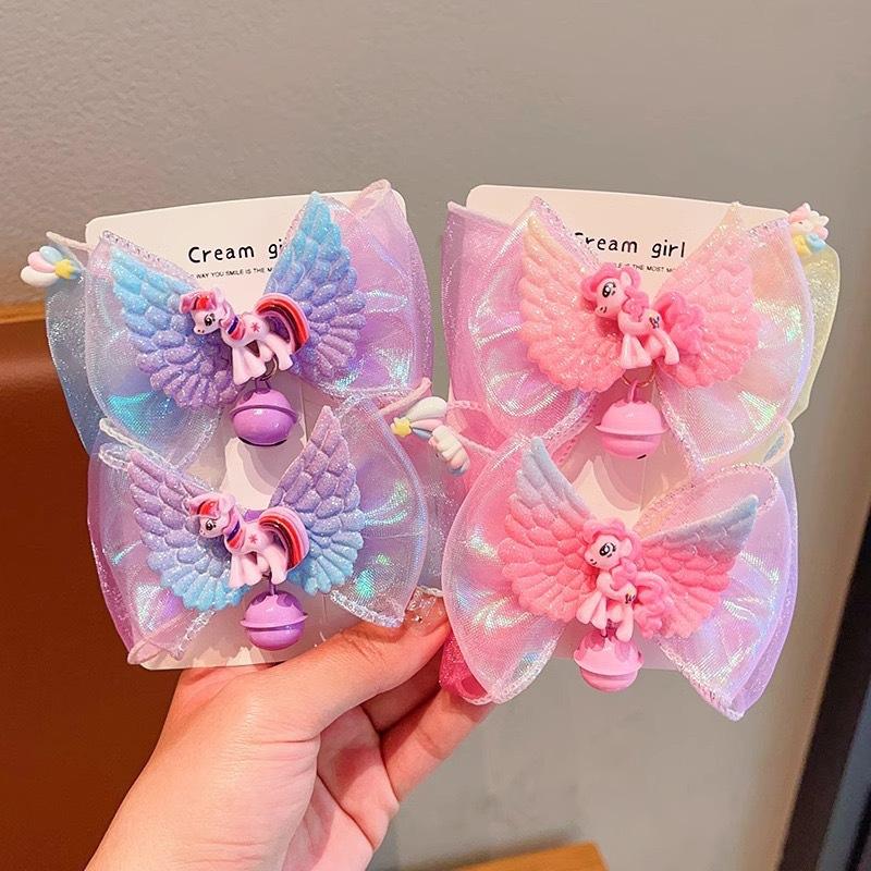 Children'S Pearl Mesh Gone Cartoon Super Fairy Princess Ribbon Braided Hair Headgear Little Girl Bow Hairpin Hair Accessories