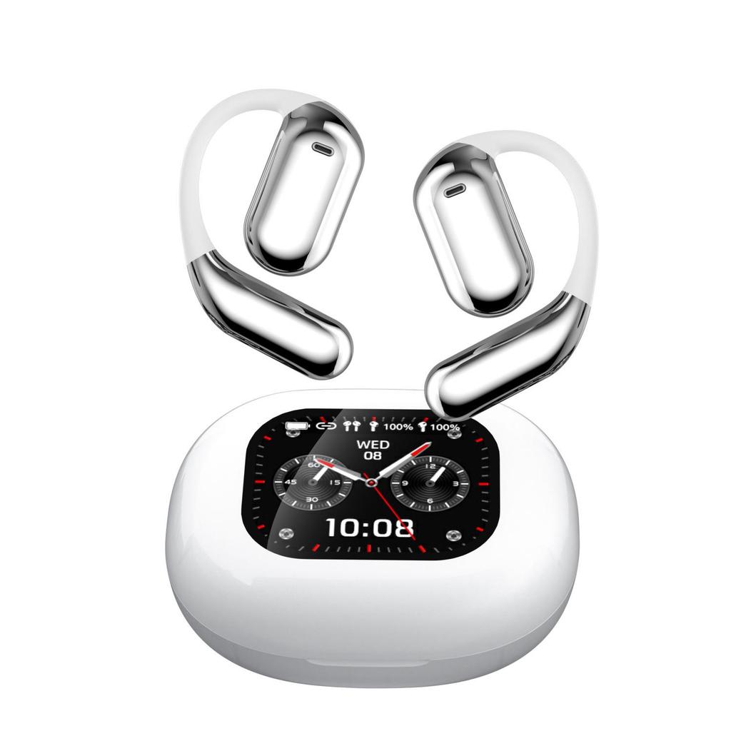 AI Smart Flip Earbuds with LCD Screen - Wireless Neckband with Long Battery Life and High Sound Quality