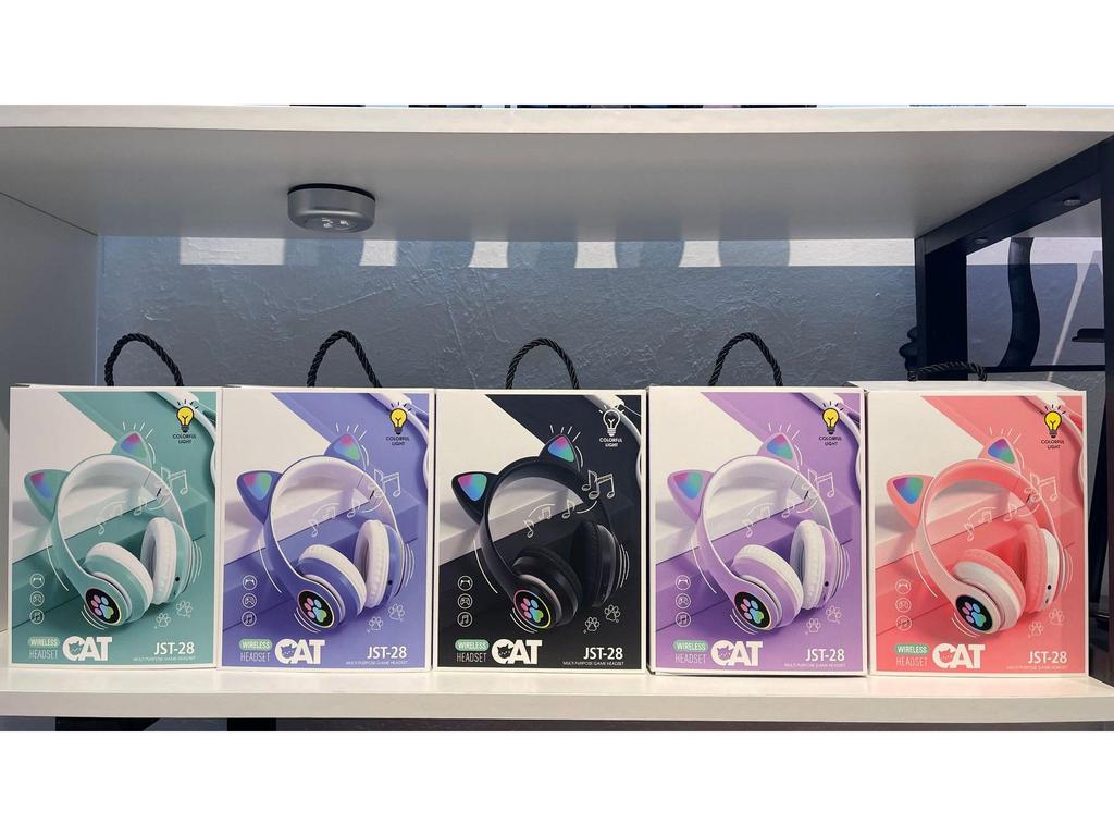 New JST-28 Cat Ear Bluetooth Headphones: Foldable, Over-Ear, Luminous, Wireless.