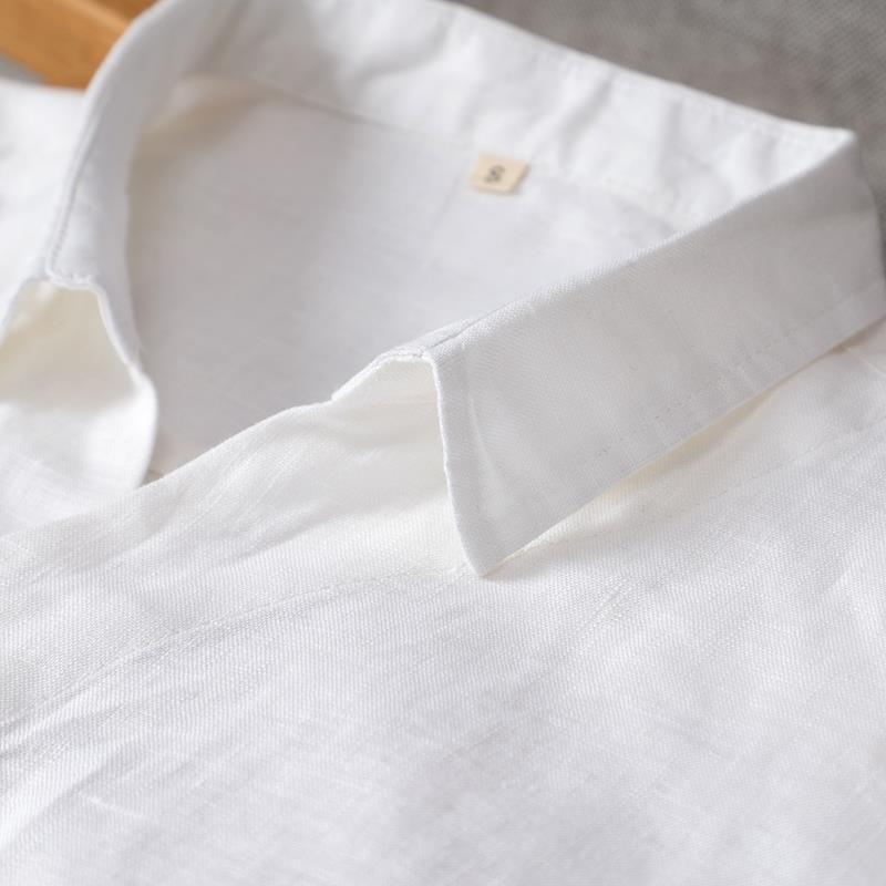 New Summer Men's Trendy 7-quarter Sleeve Ice Silk Shirt Loose Thin Breathable Solid Color Chiffon Shirt