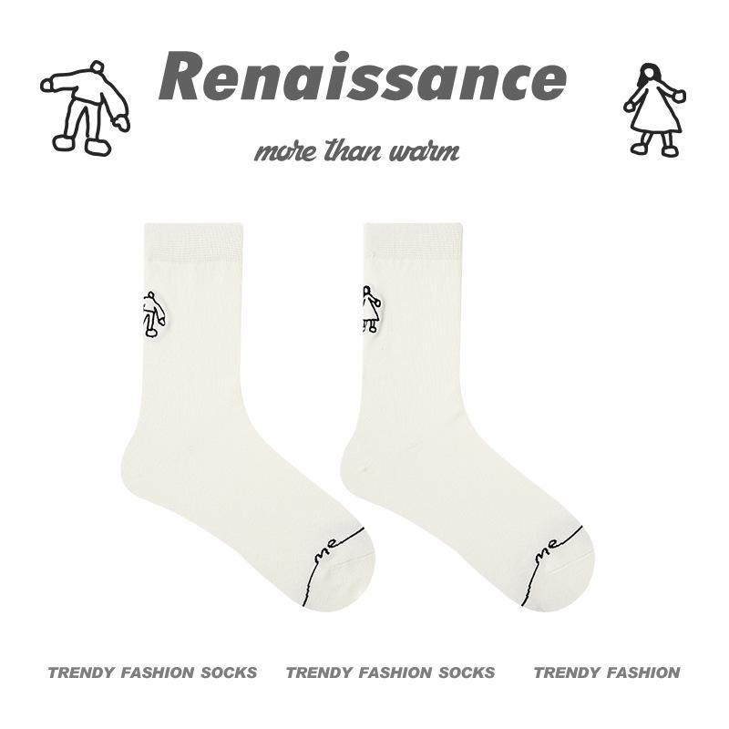 Renaissance Cartoon Funny Socks - Unisex Cotton Mid-Calf for Spring, Summer, Autumn