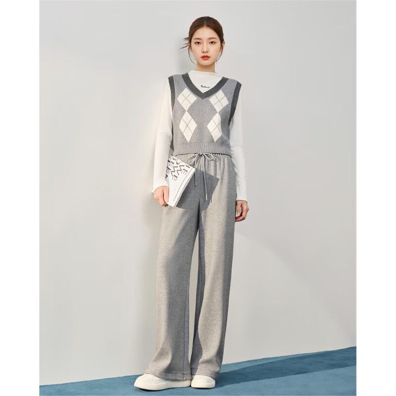 IEF 2025 Winter Korean Style Loose Fleece Lined Wide-Leg Pants