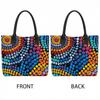  Colorful Dot Art Canvas Tote Bag Casual Large Capacity Daily Handbag for Women Stylish Outdoor Travel Shopping Carryall