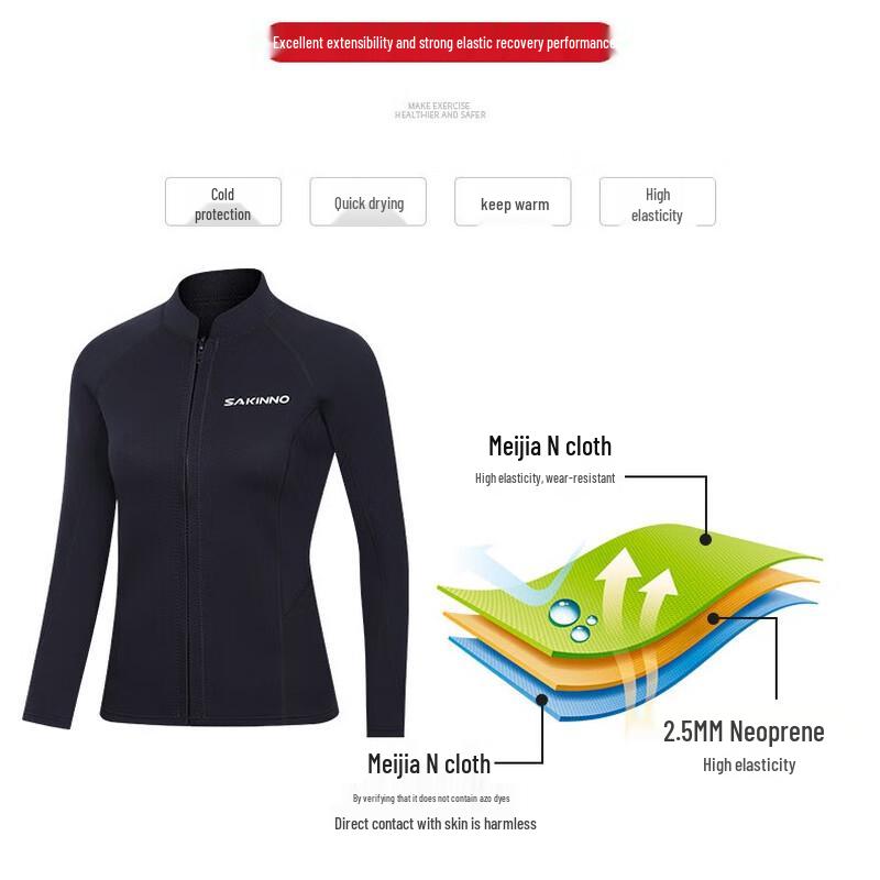 WEZHO Men's 2mm Long Sleeve Wetsuit Top