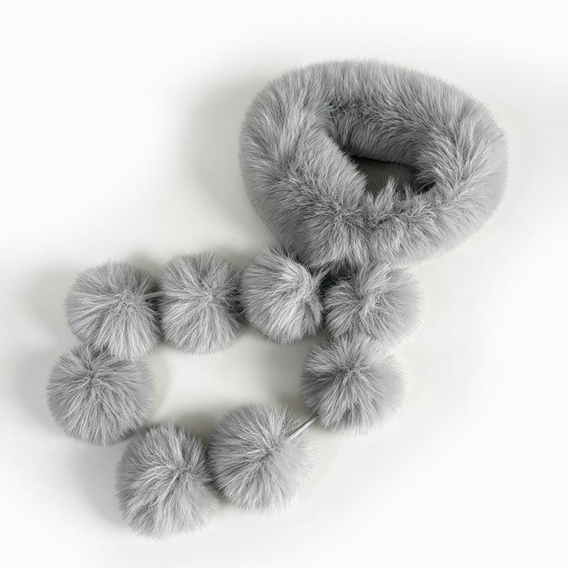 Imitation fox fur scarf autumn and winter temperament big hair ball magnetic scarf imitation fur thickened warm plush scarf